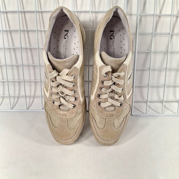 Nero Giardini Italian Fashion Sneakers Women  Sz38(7.5) Gold Sparkle MSRP $240 - Picture 3 of 16